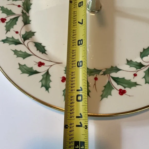 Lenox Holiday VTG Serving Plate W/Handle Cookie Made in USA 11" Round - Picture 6 of 7